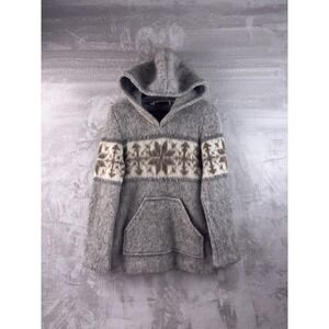 Hilda Ltd. Pure Wool Hoodie Womens Size Medium Gray Icelandic Nordic Geometric
